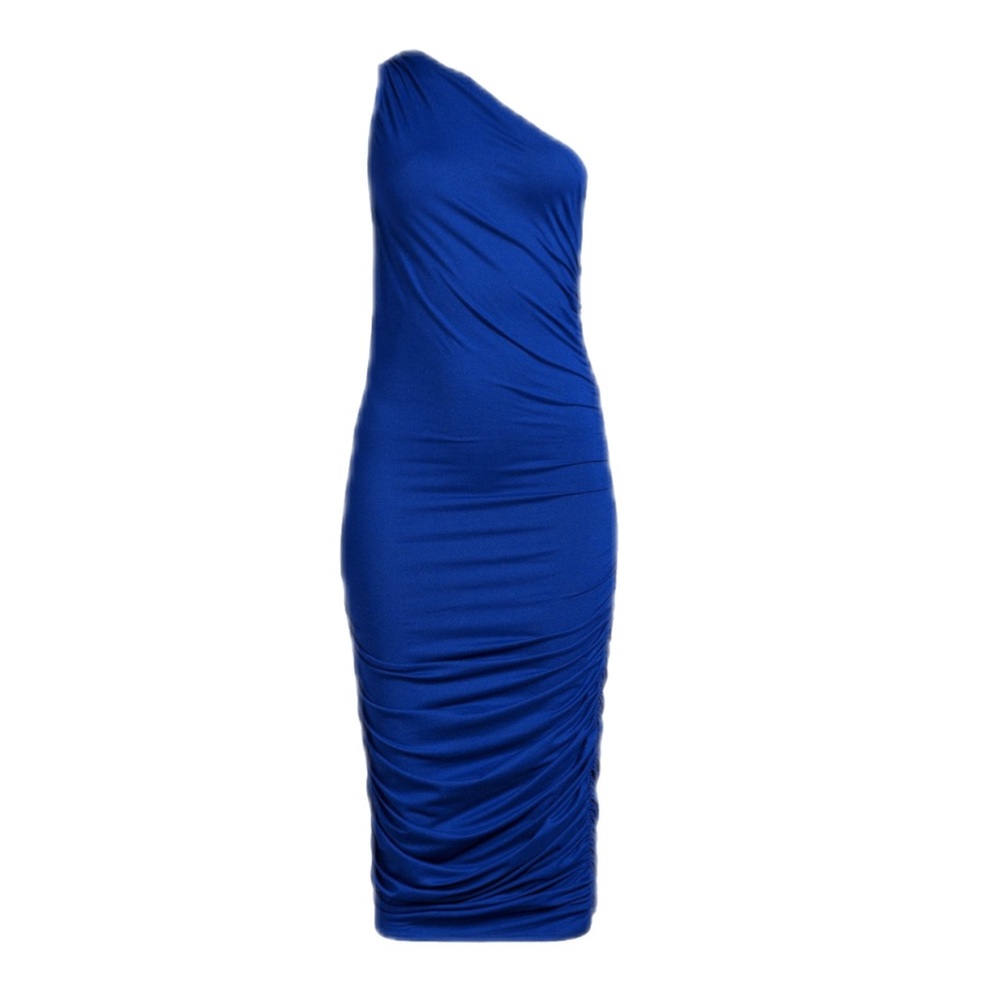 🆕 Royal Blue One-Shoulder Ruched Dress - Picture 6 of 8